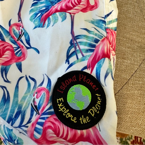 Men’s Board Shorts Flamingo Island Planet Elastic Waistband XXL - Picture 4 of 6